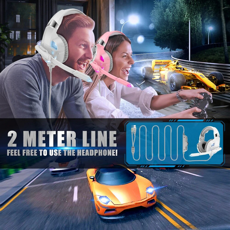 Black Cat Ears Vezetékes headset Gamer PC Számítógép Sztereó Basszus Lányok Fejhallgató Mikrofonnal Mac Laptop Window 7-10 tablethez