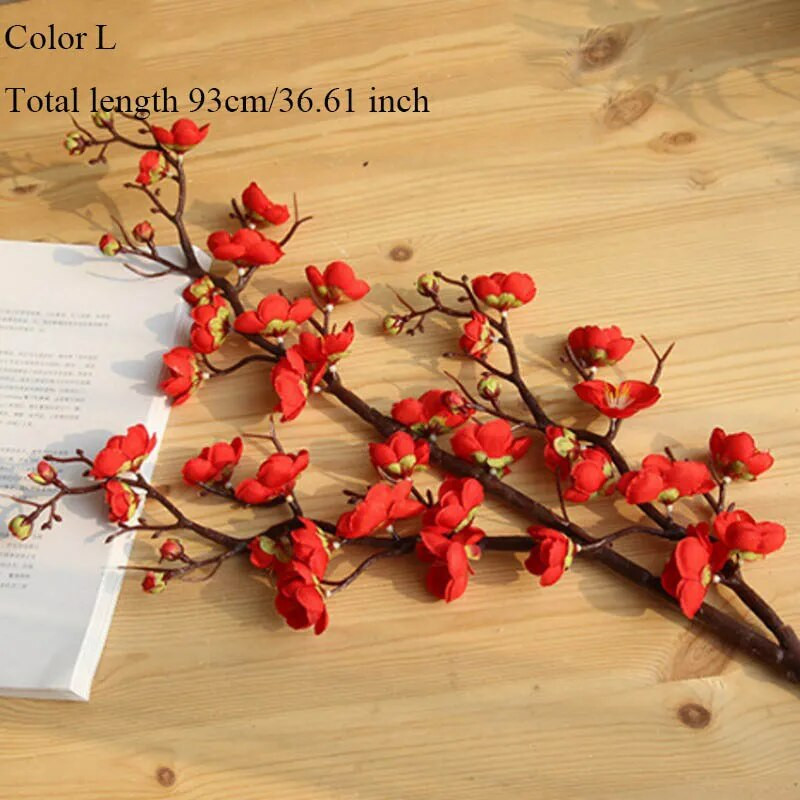 Šljiva Trešnjini cvjetovi Umjetno svileno cvijeće Flores Sakura grane drveća Kućni stol Dnevni boravak Dekor DIY Dekoracija vjenčanja