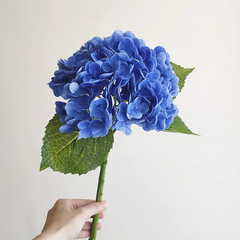 Μπλε τεχνητά λουλούδια ορτανσίας πραγματική αφή Πράσινη τεχνητή ορτανσία Διακοσμητικά κλαδιά ανθοδέσμης γάμου