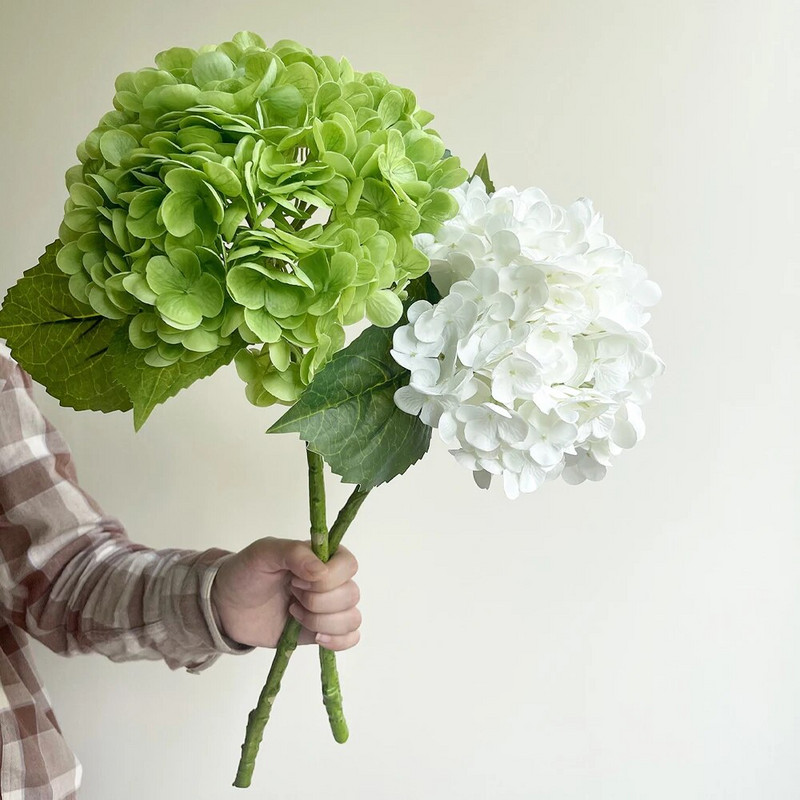 Plavo umjetno cvijeće hortenzije Pravi dodir Grane zelene umjetne hortenzije Dekoracija Vjenčani buket Cvjetni aranžman