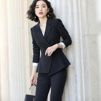Augstas kvalitātes sieviešu oficiālais bikškostīms 2 daļīgs biroja sieviešu darba apģērba formas tērps Sieviešu biznesa vīna jaka un bikses