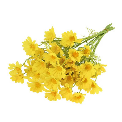 5gab 50cm mākslīgo balto margrietiņu ziedu pušķis DIY vāze mājas dārza viesistabas dekorēšanai kāzu ballītei zīda viltoti ziedi