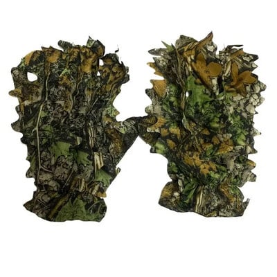 1 Pair Sneaky 3D Leaf Camo Gloves Full Finger Comfortable Non-slip Durable For Outdoor Hunting Fishing CS Shooting