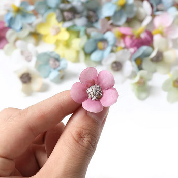50/100τμχ 2cm μαργαρίτα τεχνητά λουλούδια Κεφάλι Μικρό μεταξωτό πολύχρωμο ψεύτικο λουλούδι στέμμα για στεφάνι DIY Craft Στολισμός Γάμου σπιτιού