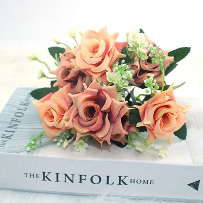 Forró eladó szimuláció rózsa szimulációs csokor 7 nagy fej DIY hamis virágok esküvő karácsonyi lakberendezés party irodai virágok