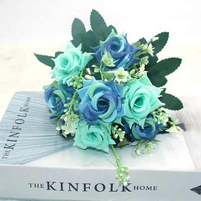 Forró eladó szimuláció rózsa szimulációs csokor 7 nagy fej DIY hamis virágok esküvő karácsonyi lakberendezés party irodai virágok