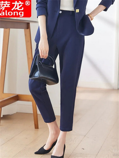 Yitimuceng Στερεά γυναικεία κοστούμια Σετ γραφείου 2023 Νέα μόδα μακρυμάνικο με μονό κουμπί Slim blazers Ψηλόμεσο παντελόνι με μολύβι