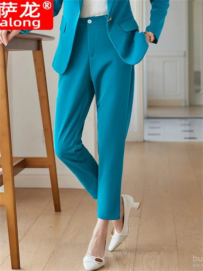 Yitimuceng Στερεά γυναικεία κοστούμια Σετ γραφείου 2023 Νέα μόδα μακρυμάνικο με μονό κουμπί Slim blazers Ψηλόμεσο παντελόνι με μολύβι