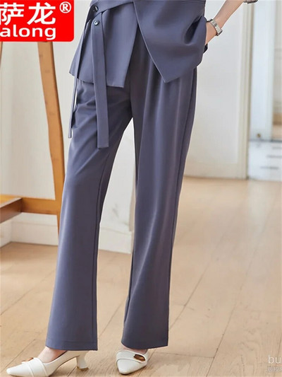 Yitimuceng Solid Sieviešu uzvalki Biroja komplekti 2023. gada jauna mode ar garām piedurknēm, mežģīnēm, vaļīgi bleizeri, gadījuma rakstura platas bikses, eleganti kostīmi