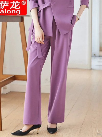 Yitimuceng Solid Sieviešu uzvalki Biroja komplekti 2023. gada jauna mode ar garām piedurknēm, mežģīnēm, vaļīgi bleizeri, gadījuma rakstura platas bikses, eleganti kostīmi