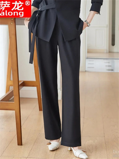 Yitimuceng Solid Sieviešu uzvalki Biroja komplekti 2023. gada jauna mode ar garām piedurknēm, mežģīnēm, vaļīgi bleizeri, gadījuma rakstura platas bikses, eleganti kostīmi