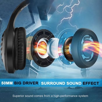 3,5mm J1 Gaming Stereo Surround Sound Headphone Wire Control With Mark RGB Lighting Headband Ακουστικά gaming υπολογιστή