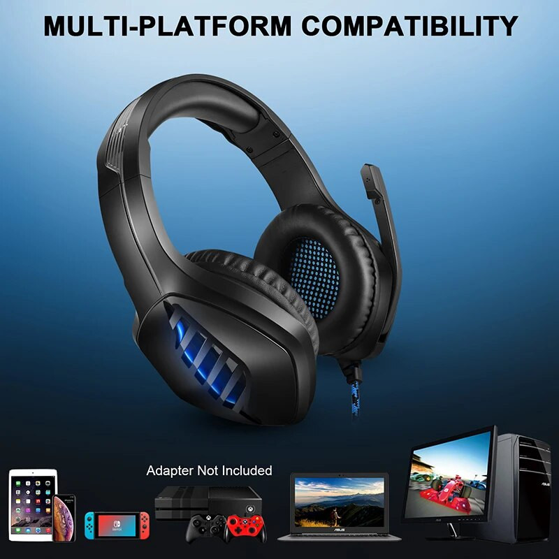 3,5 mm-es J1 Gaming Stereo Surround Sound Fejhallgató Vezetékes vezérlés Mark RGB Lighting Fejpántos Gaming Computer Fejhallgató