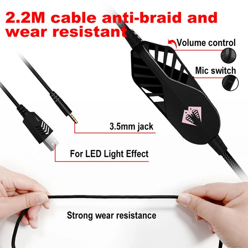 Slušalice za igrice PC Gaming slušalice Bas Stereo slušalice preko glave PC Laptop Mikrofon Žičane slušalice za računalo PS4 Xbox