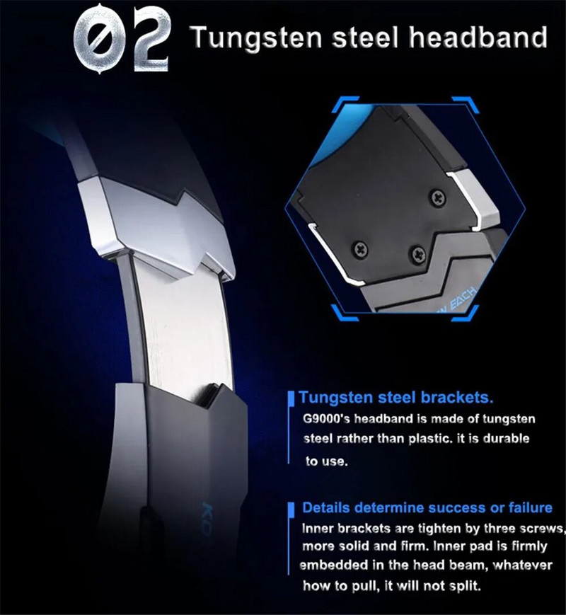 Kotion Mindegyik G9000 nagy vezetékes fejhallgató mikrofonos LED lámpával fejhallgató Gamer PC számítógéphez PS4 Xbox Laptop Mobile