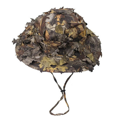 3D kamufliažinė kepurė Tikrų medžių lapų medžioklėje Camo Cap Boonie kepurės, skirtos šaudymui lauke Airsoft karinei kovinei žvejybai Panamos kepurė
