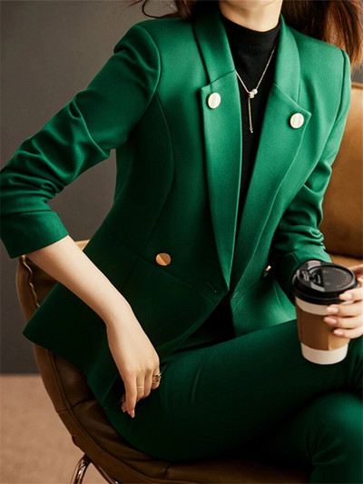 „Yitimuceng“ tvirti dviejų dalių komplektai, moteriški kostiumai, 2023 m. biuro moteriški kostiumai su dviguba briauna „Silm“ švarku, kasdieniai moteriškų kelnių kostiumai