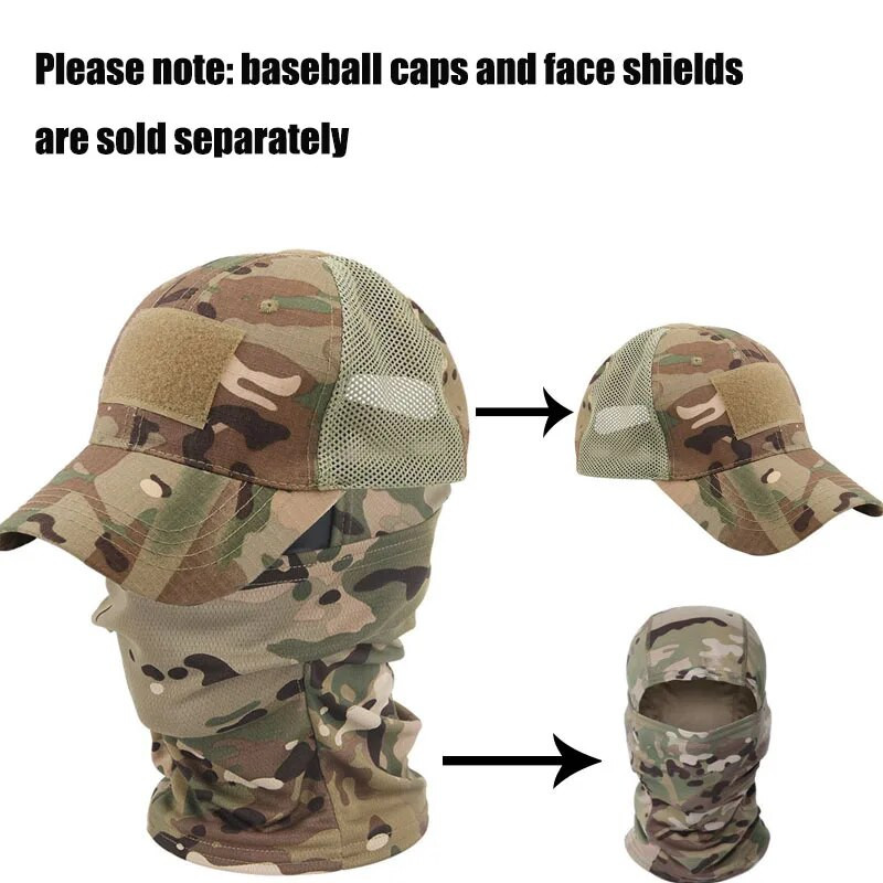 Тактическа армейска шапка Открита военна камуфлажна шапка Балаклава Маска за лице Лов Мъже Възрастен Лов Риболов Бейзболна шапка Страйкбол