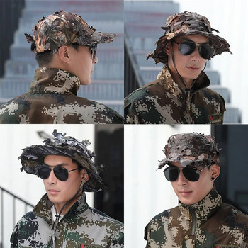 Καπέλο κυνηγιού Tactical Camouflage Ανδρικό Καπέλο ψαρέματος εξωτερικού χώρου Sun Boonie Bucket Καπέλο Ghillie Suits Airsoft Military Accessories 58-60cm