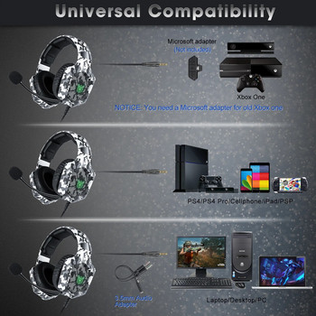 Слушалки за игри Over Ear, шумопотискане, 3,5 мм кабелни слушалки за игри с микрофон за компютър PC Gamer Сгъваема PS4/PS5