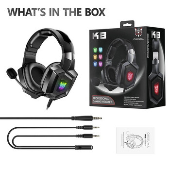 Слушалки за игри Over Ear, шумопотискане, 3,5 мм кабелни слушалки за игри с микрофон за компютър PC Gamer Сгъваема PS4/PS5