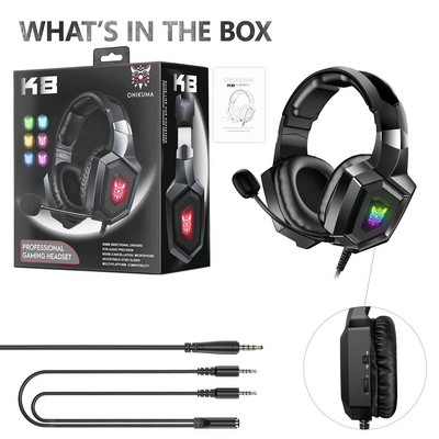 Slušalice za igranje preko uha s poništavanjem buke 3,5 mm žičane slušalice za igre s mikrofonom za računalo PC igrače, sklopive PS4/PS5