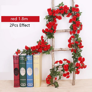 69 Heads Artificial Flowers Rose Vines 1,8m Silk Flower Διακόσμηση γιρλάντας Σπίτι Κήπος Γάμος Χριστουγεννιάτικη Διακόσμηση Ψεύτικο στεφάνι λουλουδιών