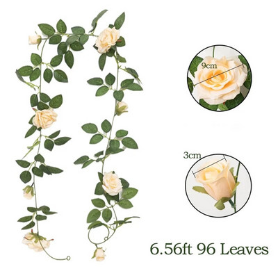 69 galvas Mākslīgie ziedi Rožu vīnogulāji 1,8 m zīda ziedu vītnes dekors Mājas dārzs Kāzas Ziemassvētku dekors Viltus ziedu vainags