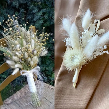 60 бр. Mix Lagurus Rabbit Tail Grass Natural Pampas Suh Flower Bouquet Floral Wedding Boho Home Decoration Photo Props Decor