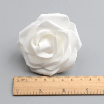 50 бр. 6 см изкуствена PE пяна бели рози цветя за домашна сватбена декорация Направи си сам скрапбукинг ръчно изработени фалшиви цветни глави
