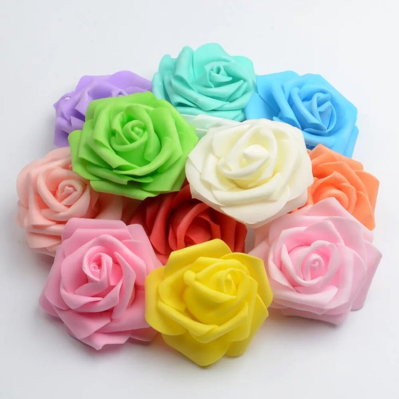 50 komada 6 cm umjetne PE pjene bijelih ruža cvijeće za kućnu dekoraciju vjenčanja DIY spomenar ručno izrađene lažne cvjetne glavice