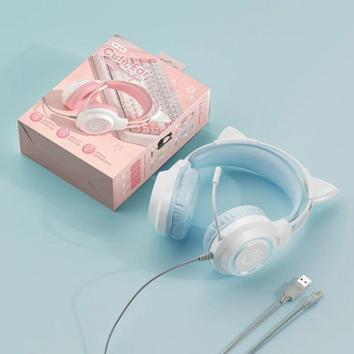 Laidinės LED žaidimų ausinės su mikrofonu per ausis žaidėjo ausinės erdvinis garsas su mikrofonu, skirtas asmeniniam kompiuteriui nešiojamasis kompiuteris PS4 PS5 XBox jungiklis