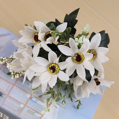 1 buket bijelog umjetnog cvijeća božur čajna ruža jesen svileno lažno cvijeće za DIY dnevni boravak kućni vrt vjenčani ukras