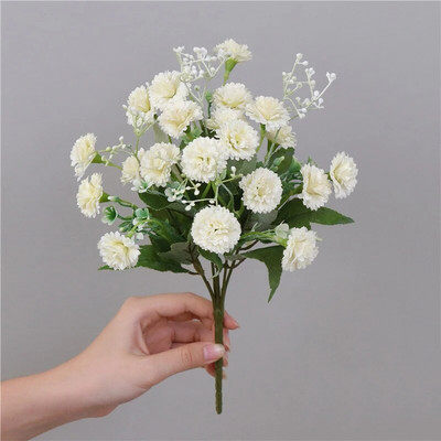1 buket bijelog umjetnog cvijeća božur čajna ruža jesen svileno lažno cvijeće za DIY dnevni boravak kućni vrt vjenčani ukras