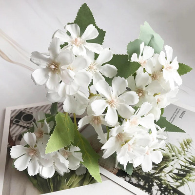 1 buket bijelog umjetnog cvijeća božur čajna ruža jesen svileno lažno cvijeće za DIY dnevni boravak kućni vrt vjenčani ukras