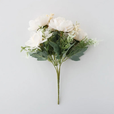 1 buket bijelog umjetnog cvijeća božur čajna ruža jesen svileno lažno cvijeće za DIY dnevni boravak kućni vrt vjenčani ukras