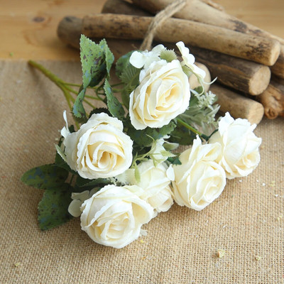 1 buket bijelog umjetnog cvijeća božur čajna ruža jesen svileno lažno cvijeće za DIY dnevni boravak kućni vrt vjenčani ukras