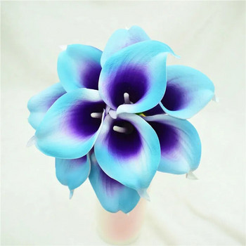10 Navy Blue Calla Lilies PU Real Touch Flowers Сватбена украса Букети Централни елементи Фалшиви изкуствени цветя Декорация за дома