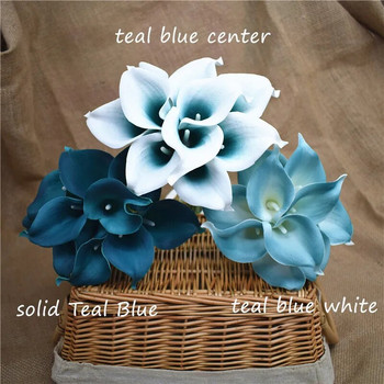 10 Navy Blue Calla Lilies PU Real Touch Flowers Στολισμός γάμου Μπουκέτα Κεντρικά ψεύτικα τεχνητά λουλούδια Διακόσμηση σπιτιού