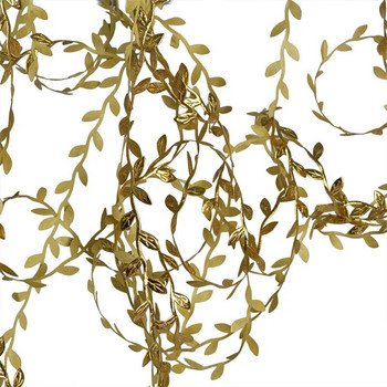 Φύλλα χρυσού 10 μέτρα αμπέλου τεχνητό μεταξωτό φύλλο χειροποίητο Scrapbooking Craft στεφάνι γάμου Διακόσμηση ψεύτικο λουλούδι Rattan Garland
