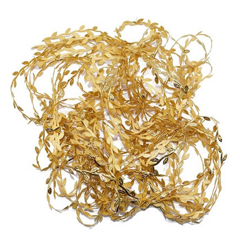 Φύλλα χρυσού 10 μέτρα αμπέλου τεχνητό μεταξωτό φύλλο χειροποίητο Scrapbooking Craft στεφάνι γάμου Διακόσμηση ψεύτικο λουλούδι Rattan Garland
