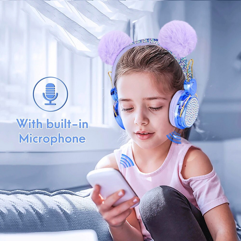 Slatka djevojka, dječje slušalice s mikrofonom, blue-tooth 5.0, stereo glazbene slušalice, računalo, mobilni telefon, slušalice, dječji darovi, fone