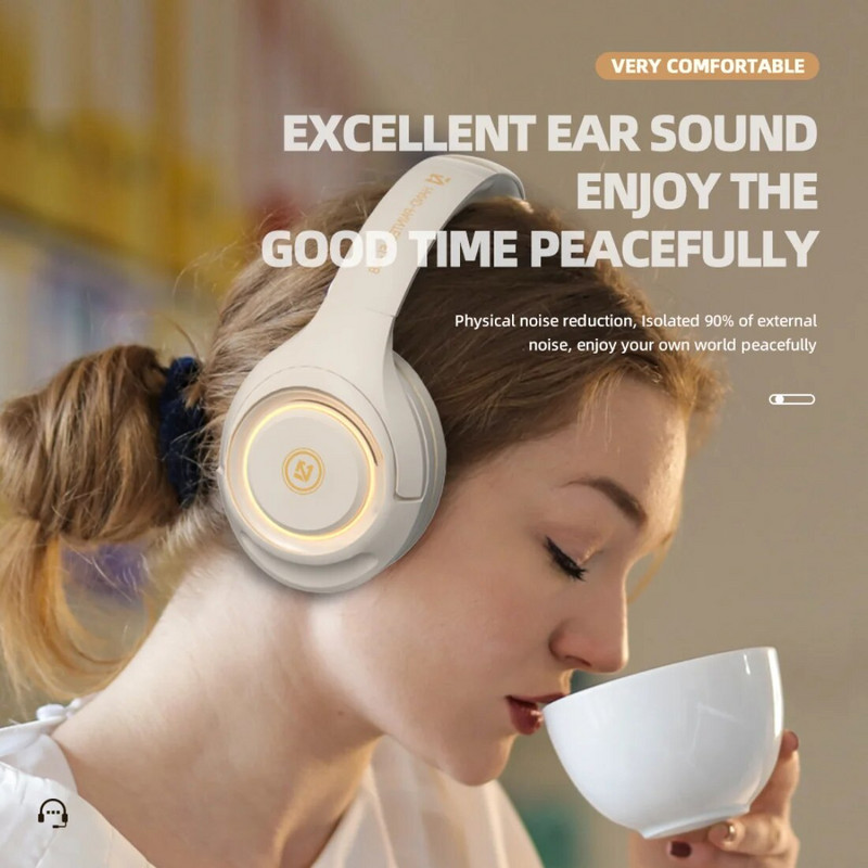 A8 Gaming bežične slušalice preko uha za PC računalne igre Bluetooth 5.2 Bass Stereo slušalice s mikrofonom LED svjetlo