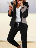 Drukāt sieviešu žakete ar garām piedurknēm, ikdienas ielas apģērbs, divdaļīgs, šaurs, nolaižams, mežģīņu tērps, 2023. gada jauni rudens ziemas bikškostīmi