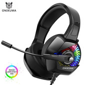 ONIKUMA K6 RGB Light Gaming USB fejhallgató Fizikai zajcsökkentés 7.1 Surround Compute Headset Fülhallgató Mikrofon PC PS4-hez