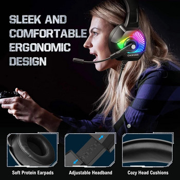 ONIKUMA K6 RGB Light Gaming USB слушалки Physical Noise Reduction 7.1 Surround Compute Headset Слушалки Микрофон за PC PS4