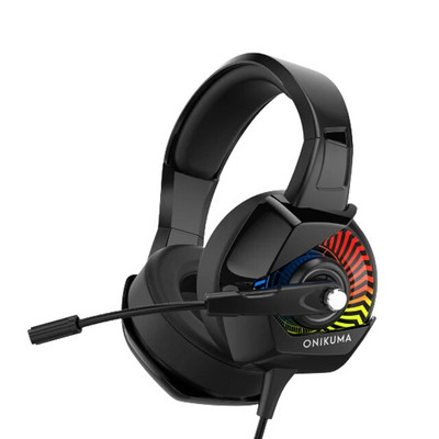 ONIKUMA K6 RGB Light Gaming USB fejhallgató Fizikai zajcsökkentés 7.1 Surround Compute Headset Fülhallgató Mikrofon PC PS4-hez