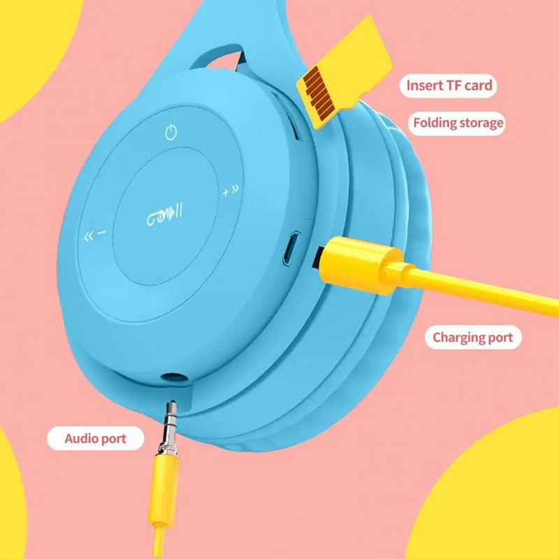 Slatke dječje slušalice u boji slatkiša, 3,5 mm bežične slušalice, koaksijalni produžni, elegantna traka za glavu s mikrofonom za računalo