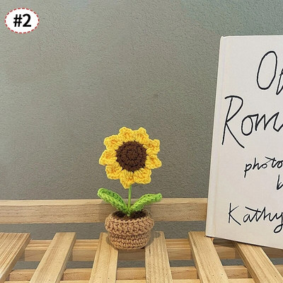 Heklano cvijeće Tuilp Daisy Umjetno cvijeće Ručno pleteni cvijet Domaći tkani cvijet Dekoracija kućne radne površine Poklon za Dan učitelja