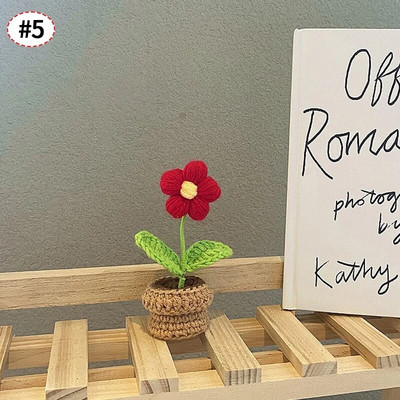 Heklano cvijeće Tuilp Daisy Umjetno cvijeće Ručno pleteni cvijet Domaći tkani cvijet Dekoracija kućne radne površine Poklon za Dan učitelja